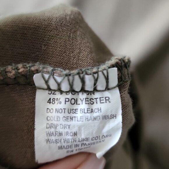 Zivi Apparel Khaki Green Curved Hem Tee Shirt S T20 - Picture 5 of 9